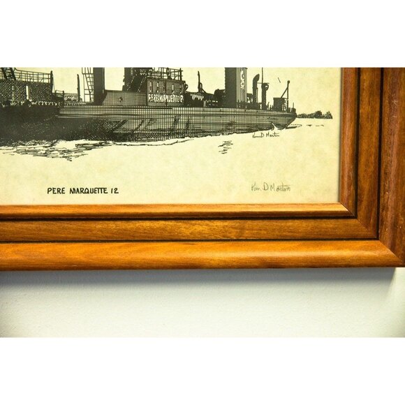 Vtg 1980's “Pere Marquette 12” Ship Great Lakes Artist Kim D. Martin 34/100 Sign - Picture 2 of 3